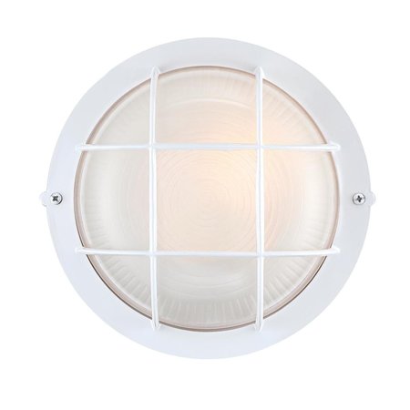 WESTINGHOUSE Fixture Wall Outdoor 60W Round 8In White Alum Alloy Cage White Glass Lens 6783600